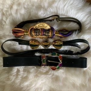 Lot of 3 Gorgeous Colorful Vintage 80s Belts